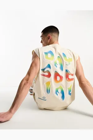 ASOS ASOS Daysocial co-ord oversized vest with multi coloured bubble logo print in beige