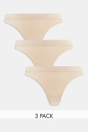 Weekday Cat 3 pack thong in beige