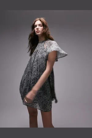 Topshop Cut out chiffon mini tea dress in animal print
