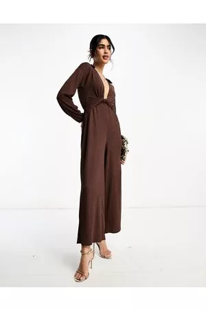 ASOS Women Jumpsuits - Textured jersey jumpsuit with twist front in