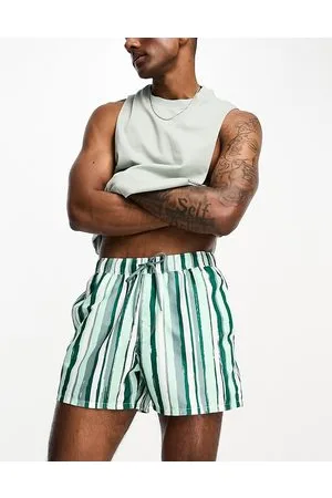 ASOS Swim shorts in short length in blue stripe