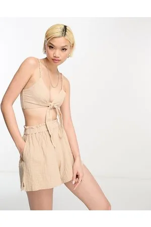 ASOS Cheesecloth flippy short in stone co-ord