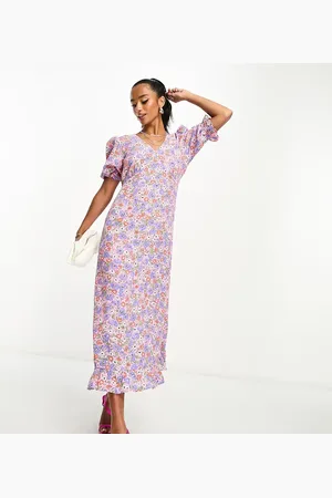 Purple Ditsy Floral Alexa Midi Dress