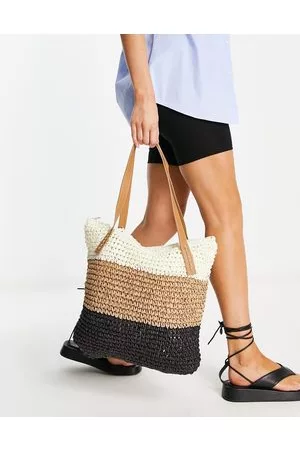 My Accessories Women Tote Bags - London beach straw tote bag in neutral colour black