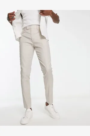 ASOS Smart skinny linen mix trousers in stone