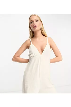 Loungeable Women Jumpsuits - Crinkle velour romper in ivory