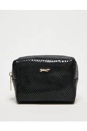 Paul Costelloe leather envelope clutch bag in gray croc