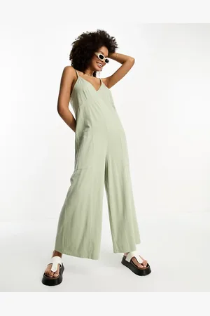 ASOS Strappy jersey jumpsuit in washed sage