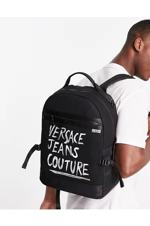 Versace Jeans Couture logo-plaque Faux-Leather Backpack - Black