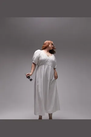Topshop Textured bust maxi dress in ivory
