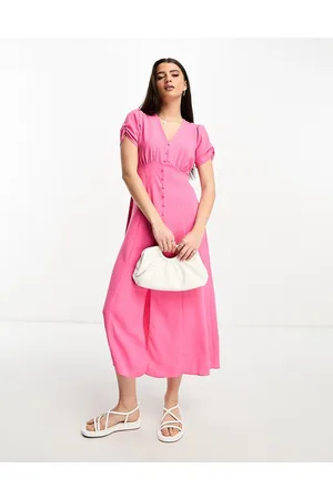 New Look Button through midi tea dress in light