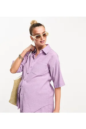 The Frolic Hassiuma short sleeve shirt co-ord in lilac gingham