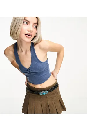 Reclaimed Ruched halter neck top in