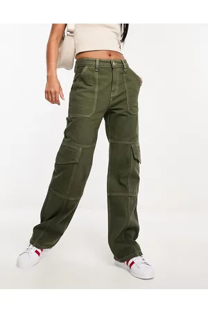 Cotton twill cargo trousers - Khaki green - Ladies | H&M IN