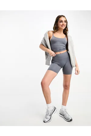 Pull&Bear Seamless high waisted legging shorts co-ord in charcoal