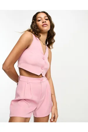 Urban Threads Cropped waistcoat co-ord in light