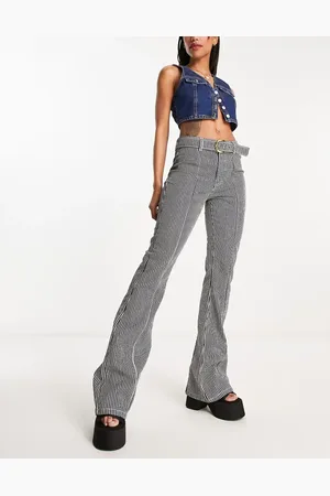 Tammy Girl Mid rise fit flare 90s jeans with buckle detail