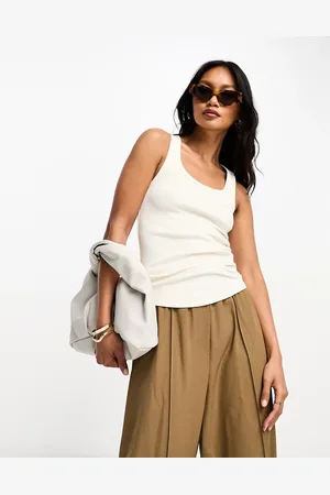 HUGO BOSS Edans ribbed vest top in off