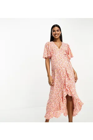 VERO MODA Wrap front maxi tea dress in ditsy florals