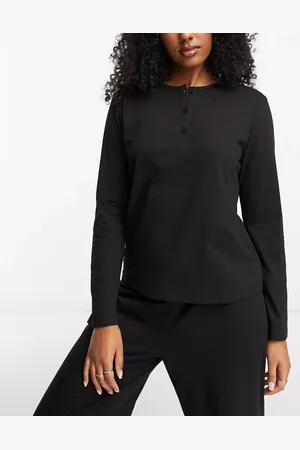 ASOS Mix & match cotton long sleeve henley pyjama top in