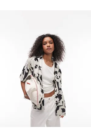 Topshop Co-ord floral resort shirt in monochrome