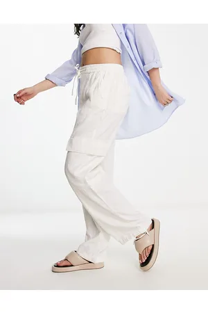 ASOS Pull on cargo trouser with linen in off