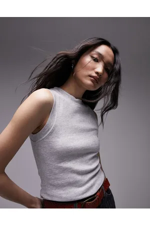 Topshop Slim vest in grey marl