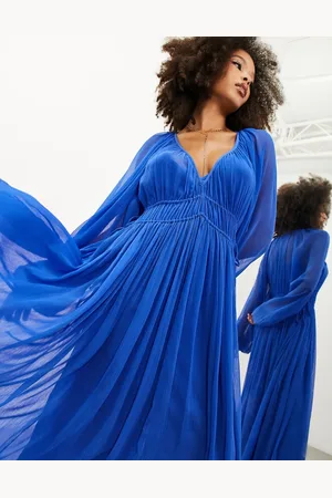 ASOS Ruched gathered waist chiffon maxi dress in bright