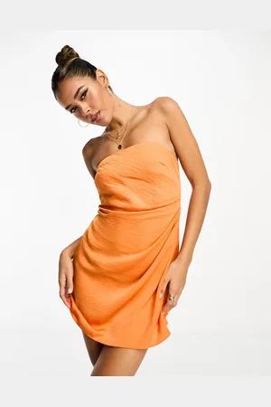 ASOS Satin bandeau mini dress with gathered waist detail in