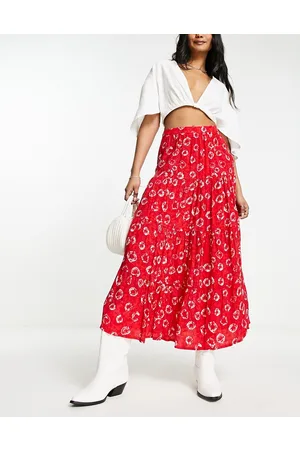 Whistles Tie dye floral tiered midi skirt in