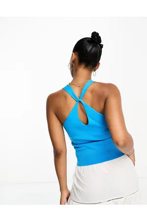 JDY V neck knot back vest top in bright