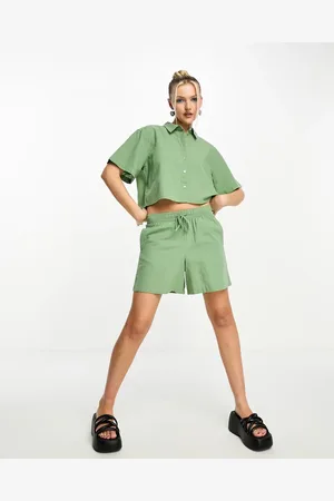 JJXX Linen shorts co-ord in khaki