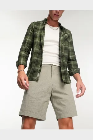 SELECTED Cotton mix seersucker short in sage