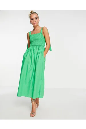 Never Fully Dressed Tie shoulder shirred dress in vibrant