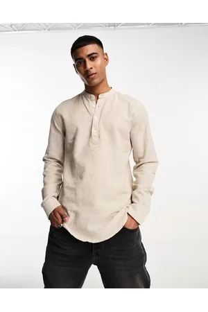 Only & Sons Linen mix overhead shirt in beige