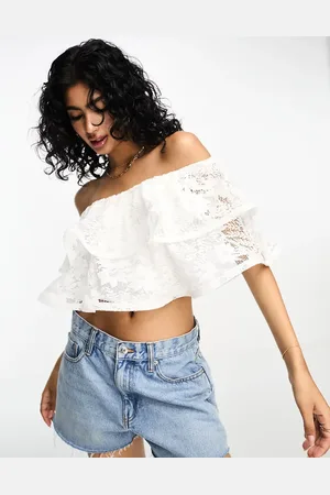 River Island Bandeau top with ruffle lace in
