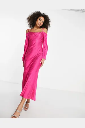 Never Fully Dressed Cold shoulder fluted midaxi dress in textured