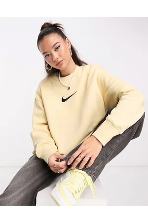 Nike Midi swoosh fleece sweatshirt in pale vanilla