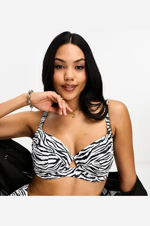 Wolf & Whistle Exclusive Fuller Bust mix & match underwire bikini top in zebra print