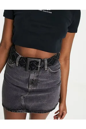 My Accessories London woven rattan crochet belt in