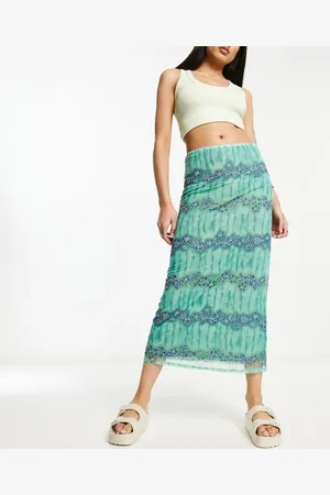 Tammy Girl Mesh midi skirt in batik print