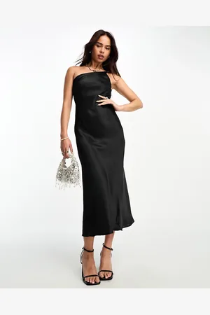 Pimkie One shoulder satin midi dress in