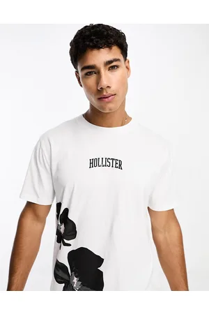 Hollister tech retro logo blocking t-shirt in white/gray marl, ASOS