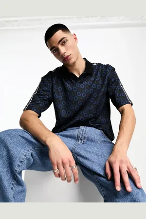 HUGO BOSS HUGO Dunlun all over logo relaxed fit polo shirt in
