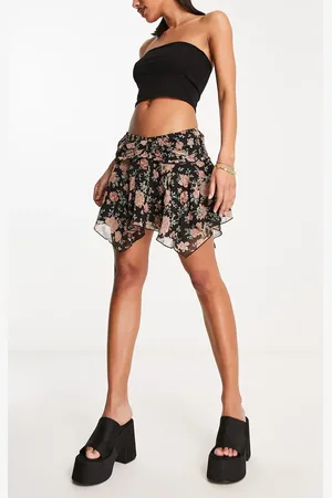 Stradivarius pleated snake outlet print skirt in green