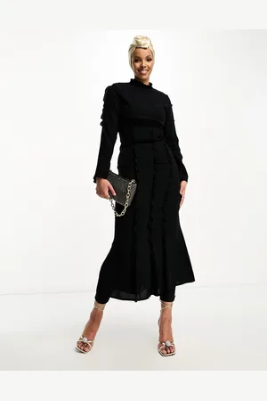Trendyol Long sleeve maxi dress with ruffle details in