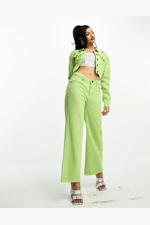 FAE Low rise straight leg jeans co-ord in lime