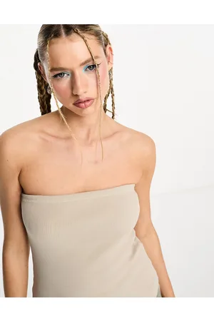Weekday Tania rib tube top in beige