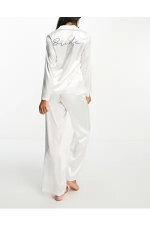 Six Stories Bride satin pyjama set with embroidery in
