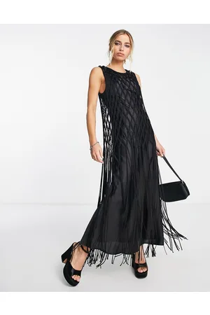 ASOS Macrame detail satin maxi dress in